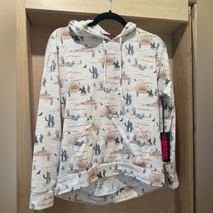 Rock&Roll Desert Scene Hoodie with Cactus & Camel Print Size XSmall NEW